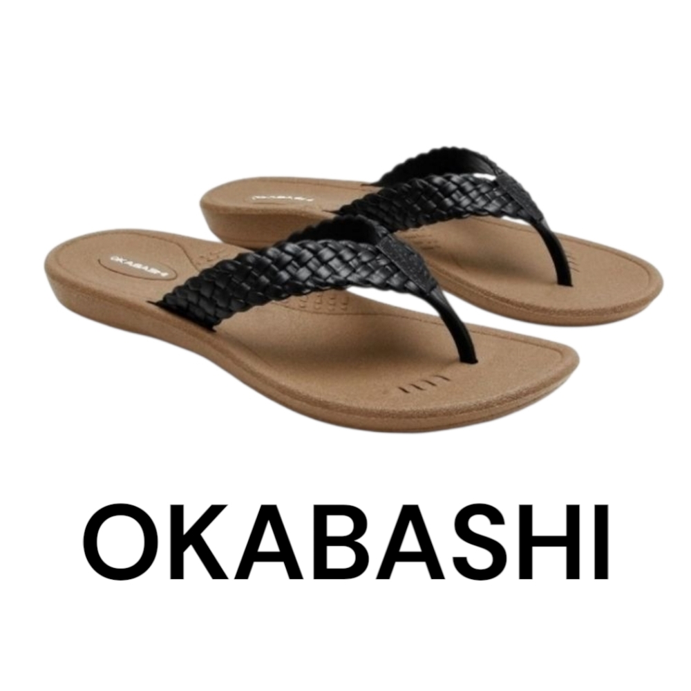 Okabashi Black and Tan Sandals Good Condition Size 7.5